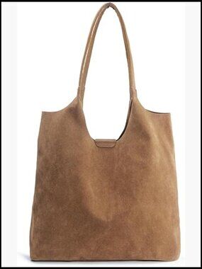 Faux Suede Tote Hobo Handbag Magnetic Closure Casual Vegan Leather Purse